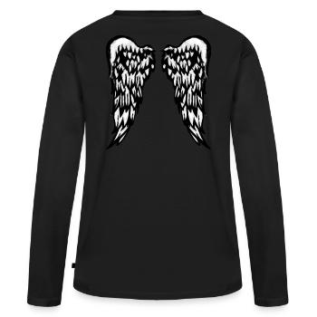 Grandes ailes d'ange - T-shirt manches longues Premium bio Femme - noir - Dos - Julia (174cm)