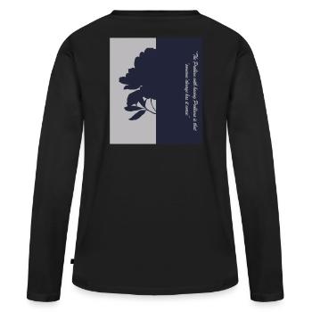 Flower Shadow Design - Frauen Premium Bio Langarmshirt - Schwarz - Hinten - Julia (174cm)