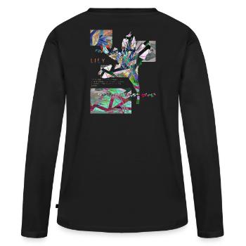 Abstract Lily - T-shirt manches longues Premium bio Femme - noir - Dos - Julia (174cm)