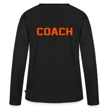 Coach - Trainer - Frauen Premium Bio Langarmshirt - Schwarz - Hinten - Julia (174cm)