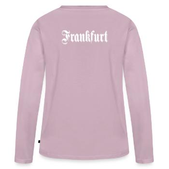 Frankfurt altdeutsche Schrift Waldstadion Ultras - Frauen Premium Bio Langarmshirt - Altrosa - Hinten - Julia (174cm)