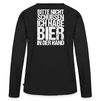 Bier Spruch Schubsen auf dem Rücken - Frauen Premium Bio Langarmshirt - Schwarz - Hinten - Julia (174cm)
