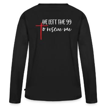 Il a quitté le 99 pour me sauver - T-shirt manches longues Premium bio Femme - noir - Dos - Julia (174cm)