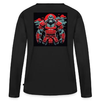Primal Ronin – The Samurai Gorilla - Women's Premium Organic Long Sleeve Shirt - black - Back - Julia (174cm)