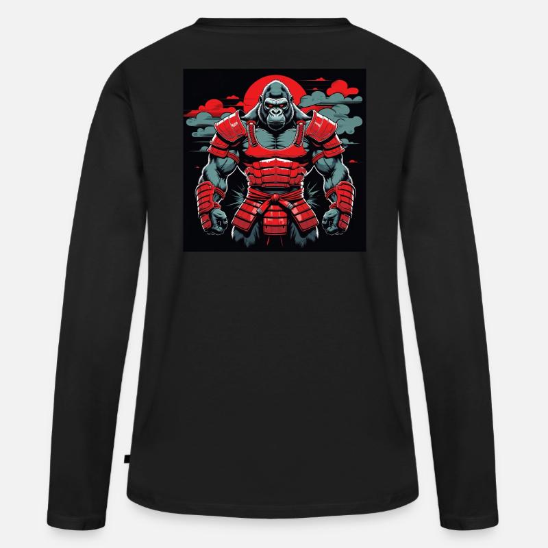 Primal Ronin – Der Samurai-Gorilla - Frauen Premium Bio Langarmshirt - Schwarz