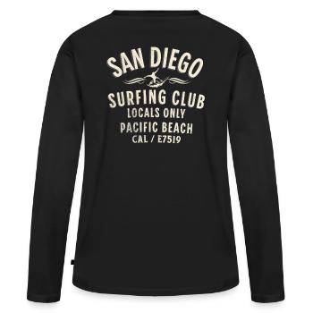 San Diego Pacific beach surfing club - Women's Premium Organic Long Sleeve Shirt - black - Back - Julia (174cm)