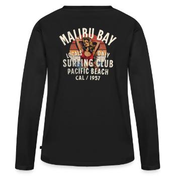 Malibu Bay Surfing Club - T-shirt manches longues Premium bio Femme - noir - Dos - Julia (174cm)