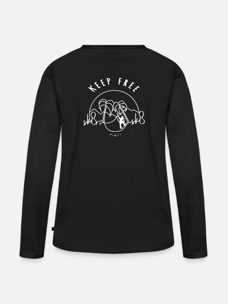 Skate - keepfree (weiss) - Frauen Premium Bio Langarmshirt - Schwarz