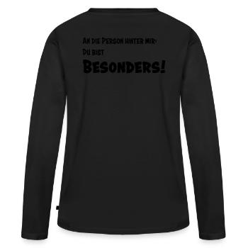 Besonders - Frauen Premium Bio Langarmshirt - Schwarz - Hinten - Julia (174cm)