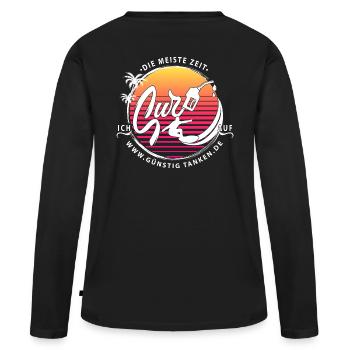 Surf à l’essence - T-shirt manches longues Premium bio Femme - noir - Dos - Julia (174cm)