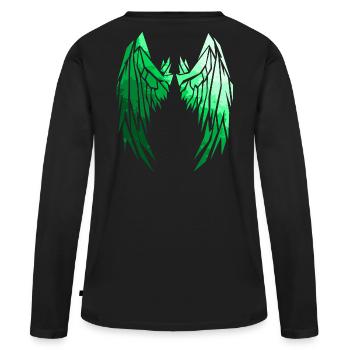2reborn Wings Engelflügel modern art 9 - Frauen Premium Bio Langarmshirt - Schwarz - Hinten - Julia (174cm)