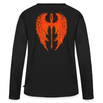 2reborn Angelwings Cross Sword 3 - Frauen Premium Bio Langarmshirt - Schwarz - Hinten - Julia (174cm)