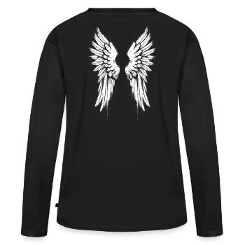 Ailes d’ange Ailes d’ange - T-shirt manches longues Premium bio Femme - noir - Dos - Julia (174cm)