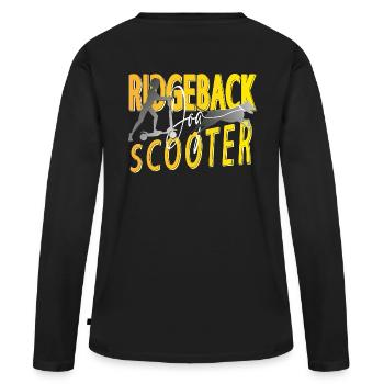 Ridgeback Dog Scooter - Frauen Premium Bio Langarmshirt - Schwarz - Hinten - Julia (174cm)