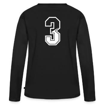 3 ans maillot numéro 3 T-shirt numéro 3 - T-shirt manches longues Premium bio Femme - noir - Dos - Julia (174cm)