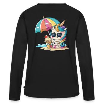 Arc-en-ciel d’été - Un jeu de couleurs - T-shirt manches longues Premium bio Femme - noir - Dos - Julia (174cm)
