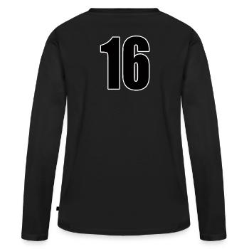 Numéro 16 numéro seize maillot numéro de football - T-shirt manches longues Premium bio Femme - noir - Dos - Julia (174cm)