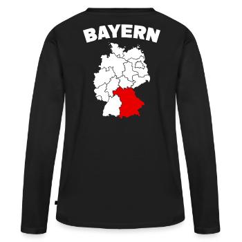 Bundesland Freistaat Bayern - Frauen Premium Bio Langarmshirt - Schwarz - Hinten - Julia (174cm)