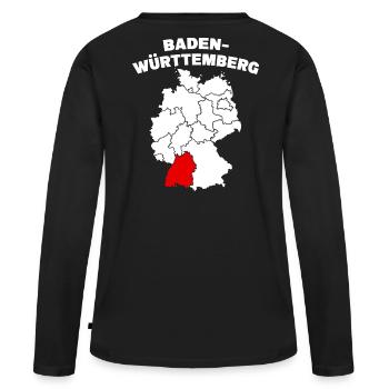 Bundesland Baden-Württemberg - Frauen Premium Bio Langarmshirt - Schwarz - Hinten - Julia (174cm)
