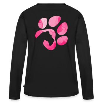 Hundepfote Schnauzer - Frauen Premium Bio Langarmshirt - Schwarz - Hinten - Julia (174cm)