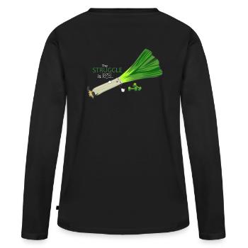 Low fitness leek - Women's Premium Organic Long Sleeve Shirt - black - Back - Julia (174cm)