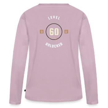 60. Geburtstag Level sixty unlocked, Geschenk - Frauen Premium Bio Langarmshirt - Altrosa - Hinten - Julia (174cm)