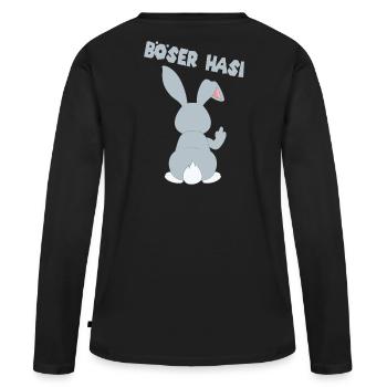 Böser Hasi böses Mädchen Selbstbewusst - Frauen Premium Bio Langarmshirt - Schwarz - Hinten - Julia (174cm)