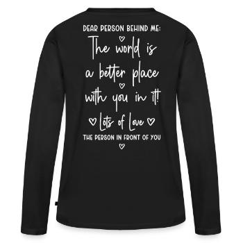 Chère personne derrière moi - T-shirt manches longues Premium bio Femme - noir - Dos - Julia (174cm)
