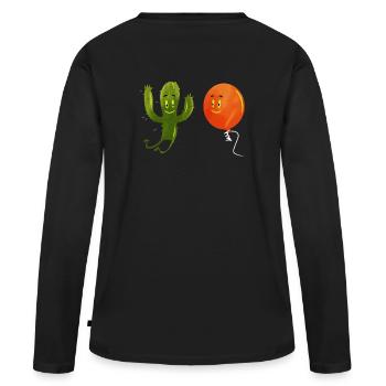 HAVE FUN - T-shirt manches longues Premium bio Femme - noir - Dos - Julia (174cm)