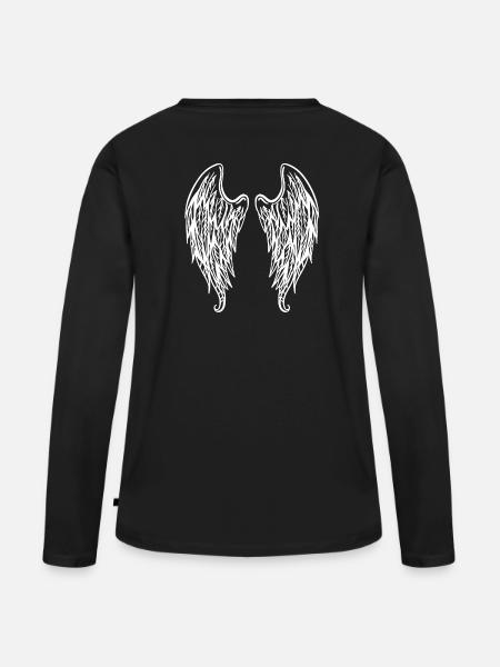 wings angel - Frauen Premium Bio Langarmshirt - Schwarz
