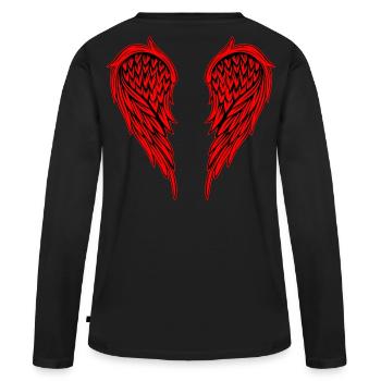 Aile rouge - T-shirt manches longues Premium bio Femme - noir - Dos - Julia (174cm)
