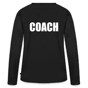 Coach sur le dos - T-shirt manches longues Premium bio Femme - noir - Dos - Julia (174cm)