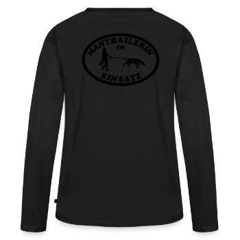 Mantrailerin im Einsatz MT - Frauen Premium Bio Langarmshirt - Schwarz - Hinten - Julia (174cm)