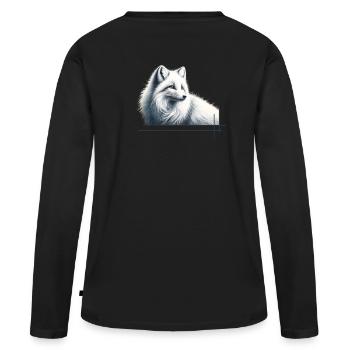 Renard dans l’élégance hivernale - T-shirt manches longues Premium bio Femme - noir - Dos - Julia (174cm)