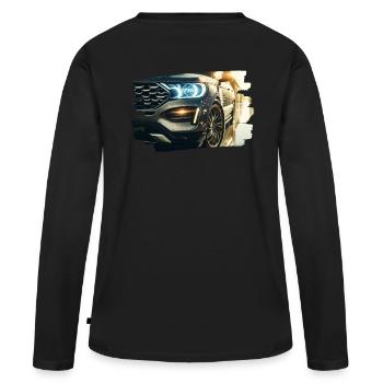 Modern luxury car in the rain reflection - Women's Premium Organic Long Sleeve Shirt - black - Back - Julia (174cm)