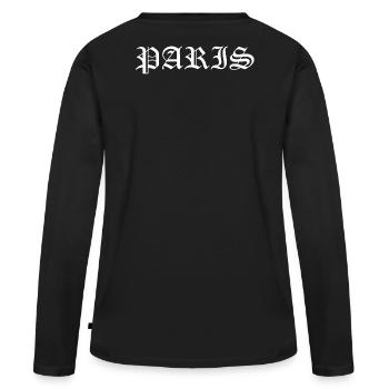 Paris - Frauen Premium Bio Langarmshirt - Schwarz - Hinten - Julia (174cm)