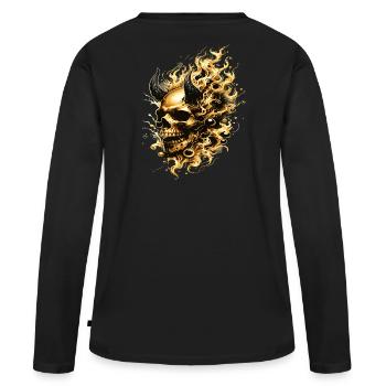 Fire Skull Flames Inferno Mystical & Noble - Women's Premium Organic Long Sleeve Shirt - black - Back - Julia (174cm)