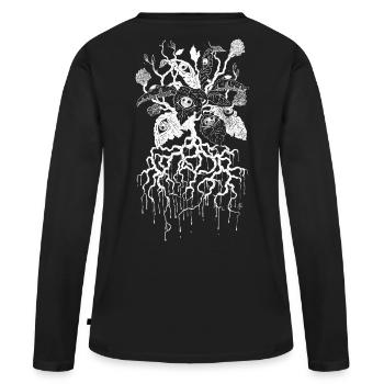 Blütenblätter der Vision - Frauen Premium Bio Langarmshirt - Schwarz - Hinten - Julia (174cm)
