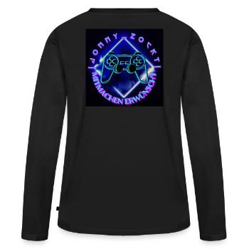 Jonny Zockt Participation souhaitée LOGO 2023 - T-shirt manches longues Premium bio Femme - noir - Dos - Julia (174cm)