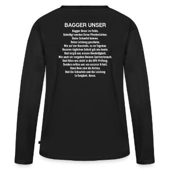 Bagger Baggerfahrer Baggerführer Geschenk Gebet - Frauen Premium Bio Langarmshirt - Schwarz - Hinten - Julia (174cm)