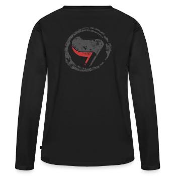 ANTIFA AKTIVIST KÄMPFER GERECHTIGKEIT RANDALE - Frauen Premium Bio Langarmshirt - Schwarz - Hinten - Julia (174cm)