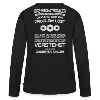 KFZ-Mechatroniker Kraftfahrzeugmechatroniker - Frauen Premium Bio Langarmshirt - Schwarz - Hinten - Julia (174cm)