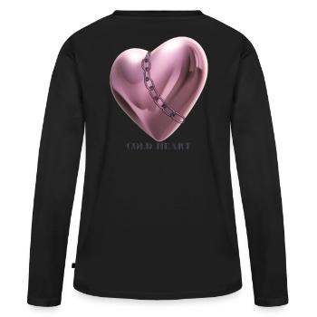 Cold heart 3D avec collier rosé et retour coldheart - T-shirt manches longues Premium bio Femme - noir - Dos - Julia (174cm)