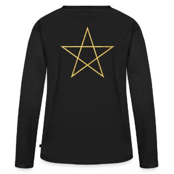 Pentacle symbole de protection et de magie - T-shirt manches longues Premium bio Femme - noir - Dos - Julia (174cm)