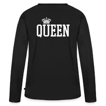 King - Idée de cadeau queen - T-shirt manches longues Premium bio Femme - noir - Dos - Julia (174cm)