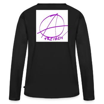 Freedom in the Circle of Anarchy – Purple Lines - Women's Premium Organic Long Sleeve Shirt - black - Back - Julia (174cm)
