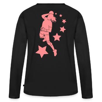star3 - Frauen Premium Bio Langarmshirt - Schwarz - Hinten - Julia (174cm)