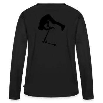 Schwarz Backflip - Frauen Premium Bio Langarmshirt - Schwarz - Hinten - Julia (174cm)