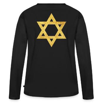 Étoile de la foi de David symbole de protection - T-shirt manches longues Premium bio Femme - noir - Dos - Julia (174cm)