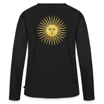 Symbole spirituel de l’illumination du soleil - T-shirt manches longues Premium bio Femme - noir - Dos - Julia (174cm)